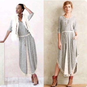 Anthropologie Saturday Sunday Tasseled Maxi Dress XS NWOT Grey Sweater Dress